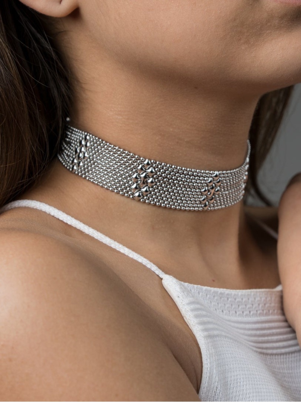 SG LIQUID METAL TC22-N CHROME FINISH CHOKER BY SERGIO GUTIERREZ